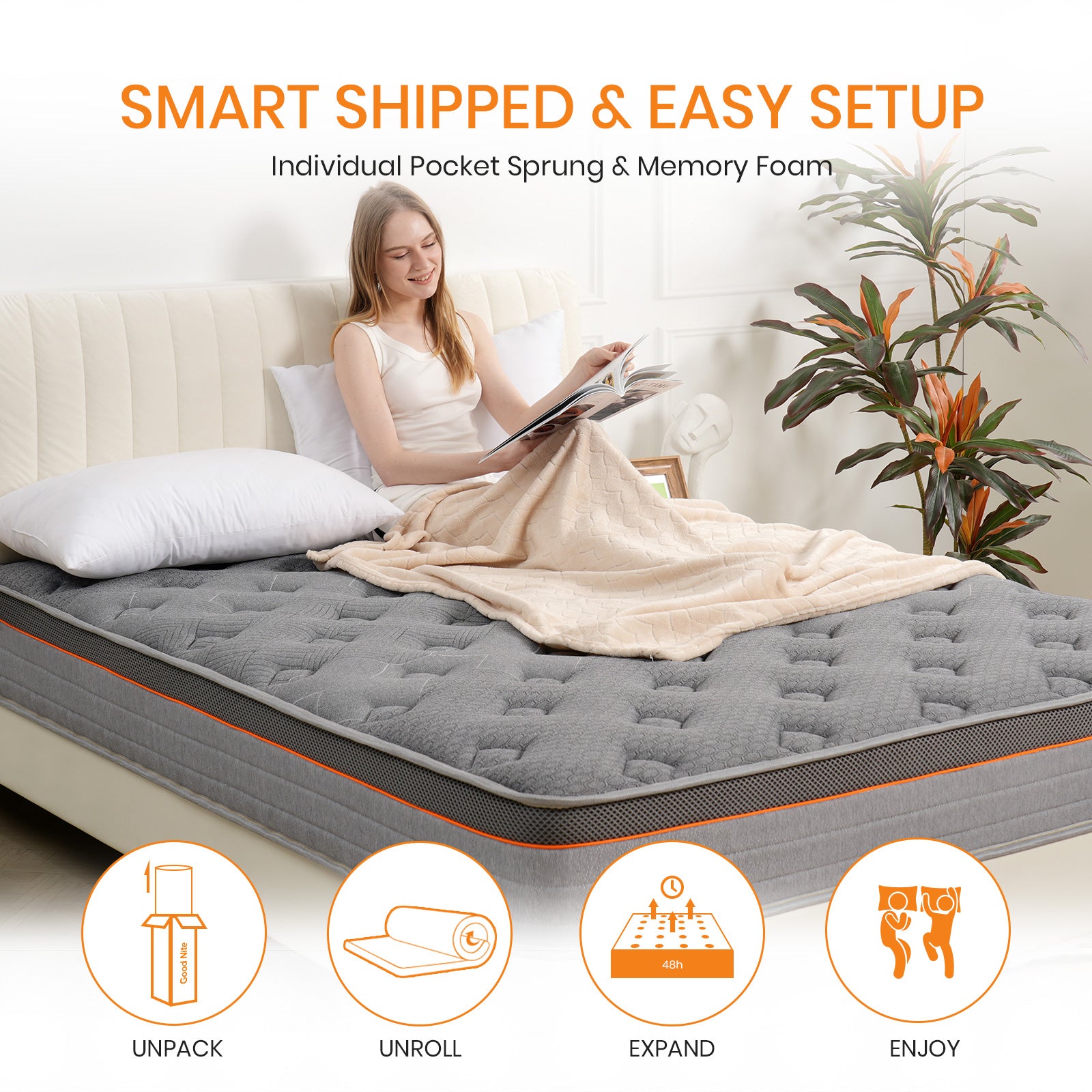 7-Zone Hybrid Pocket Sprung Mattress – Memory Foam, Medium-Firm, Single | Small Double | Double | | King