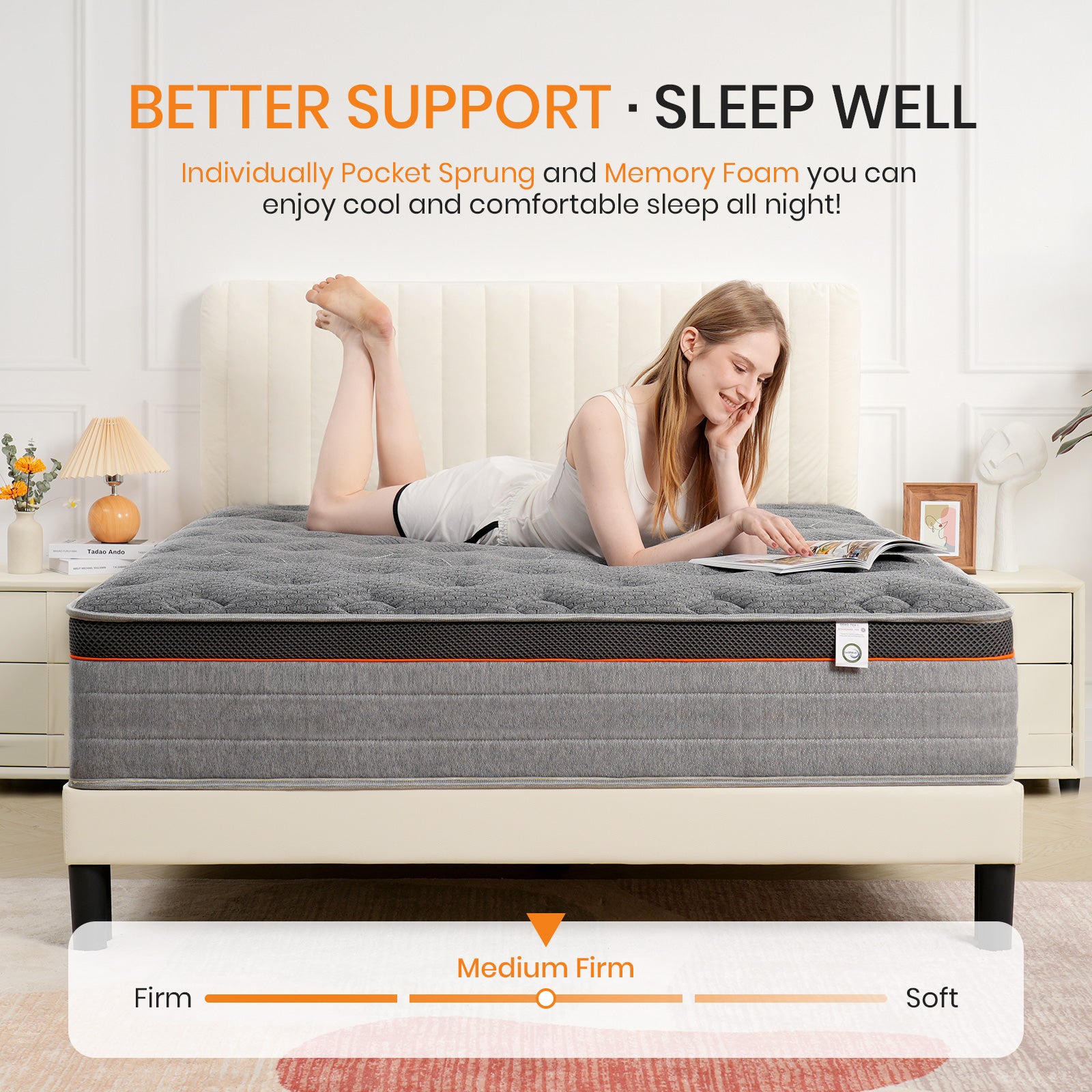 7-Zone Hybrid Pocket Sprung Mattress – Memory Foam, Medium-Firm, Single | Small Double | Double | | King