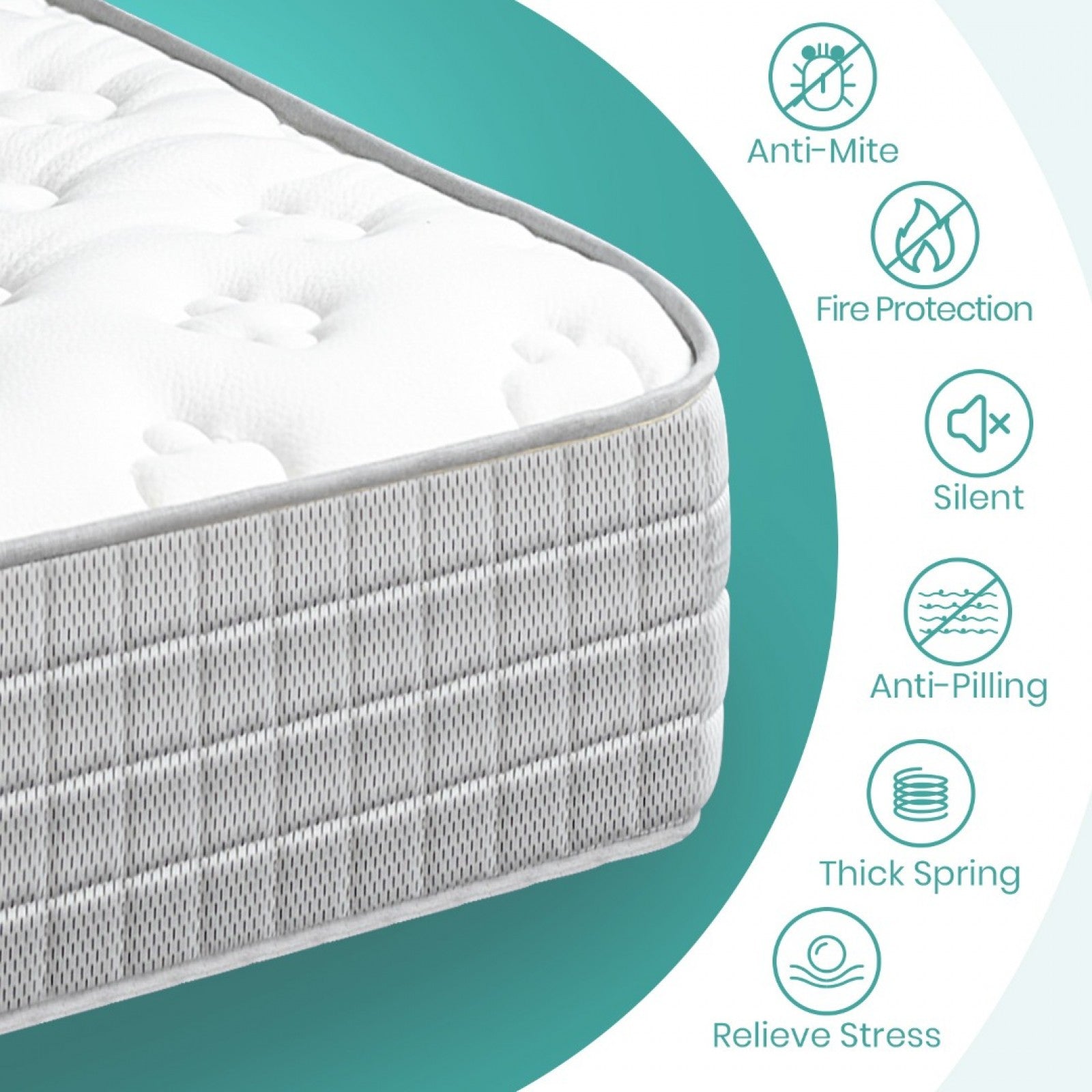 Hybrid Memory Foam & Spring Mattress 18cm – Pressure Relief, Cooling, Medium-Firm Support | Single, Small Double, Double, King