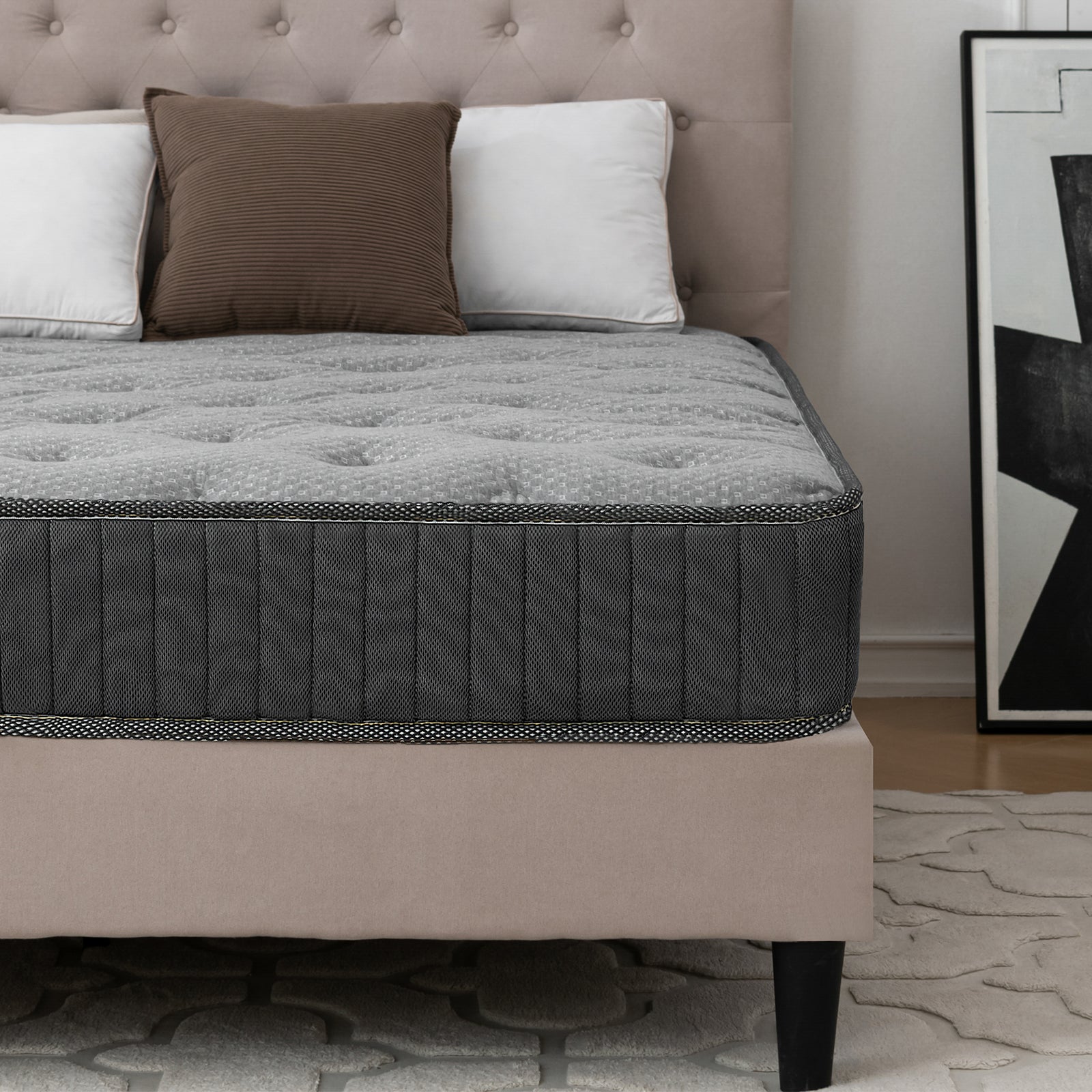 18cm Hybrid Memory Foam & Bonnell Spring Mattress – Medium-Firm, Pressure Relief, Cooler Sleep | Single, Small Double, Double, King