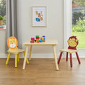 Kids Jungle Table & Two Chairs Set – Monkey & Lion (18 Months-6 Years)