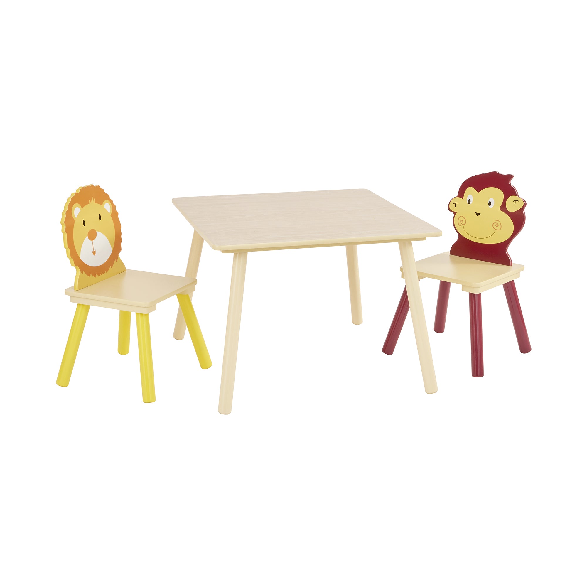 Kids Jungle Table & Two Chairs Set – Monkey & Lion (18 Months-6 Years)
