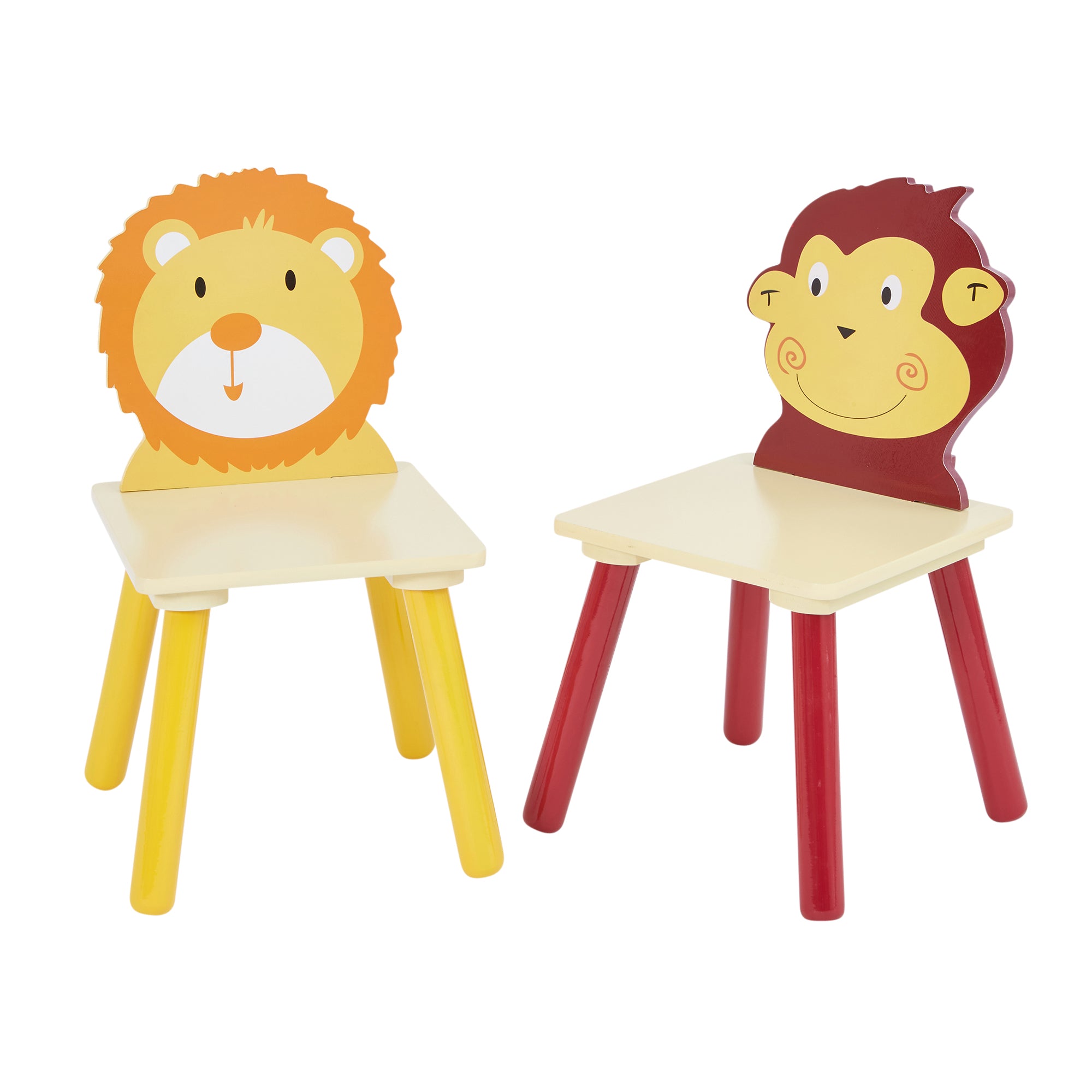 Kids Jungle Table & Two Chairs Set – Monkey & Lion (18 Months-6 Years)