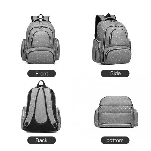 Kono Large Capacity Multi Function Baby Diaper Backpack Polka Dot - Grey
