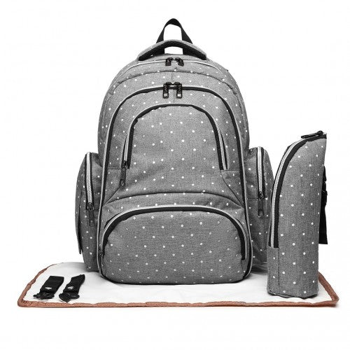 Kono Large Capacity Multi Function Baby Diaper Backpack Polka Dot - Grey