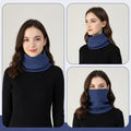 Fleece - Lined Knit Neck Warmer Gaiter - Double - Layer Acrylic & Polyester, Stretchy, Soft, Wind - Resistant, Warm - Blue