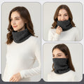 Fleece - Lined Knit Neck Warmer Gaiter - Double - Layer Acrylic & Polyester, Stretchy, Soft, Wind - Resistant, Warm - Dark Grey