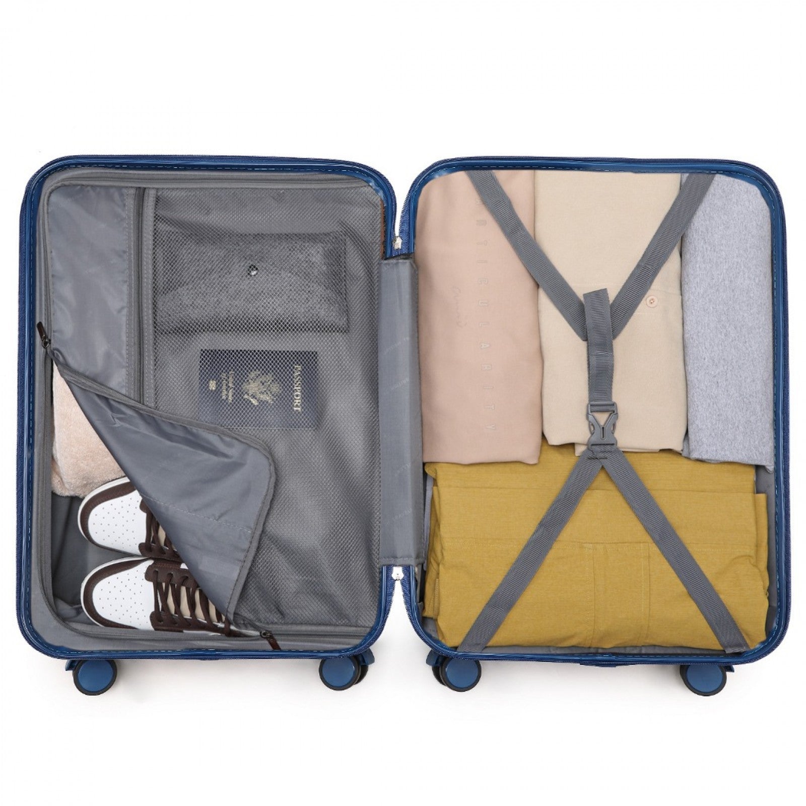British Traveller 24 Inch Durable Polycarbonate and ABS Hard Shell Suitcase With TSA Lock - Navy