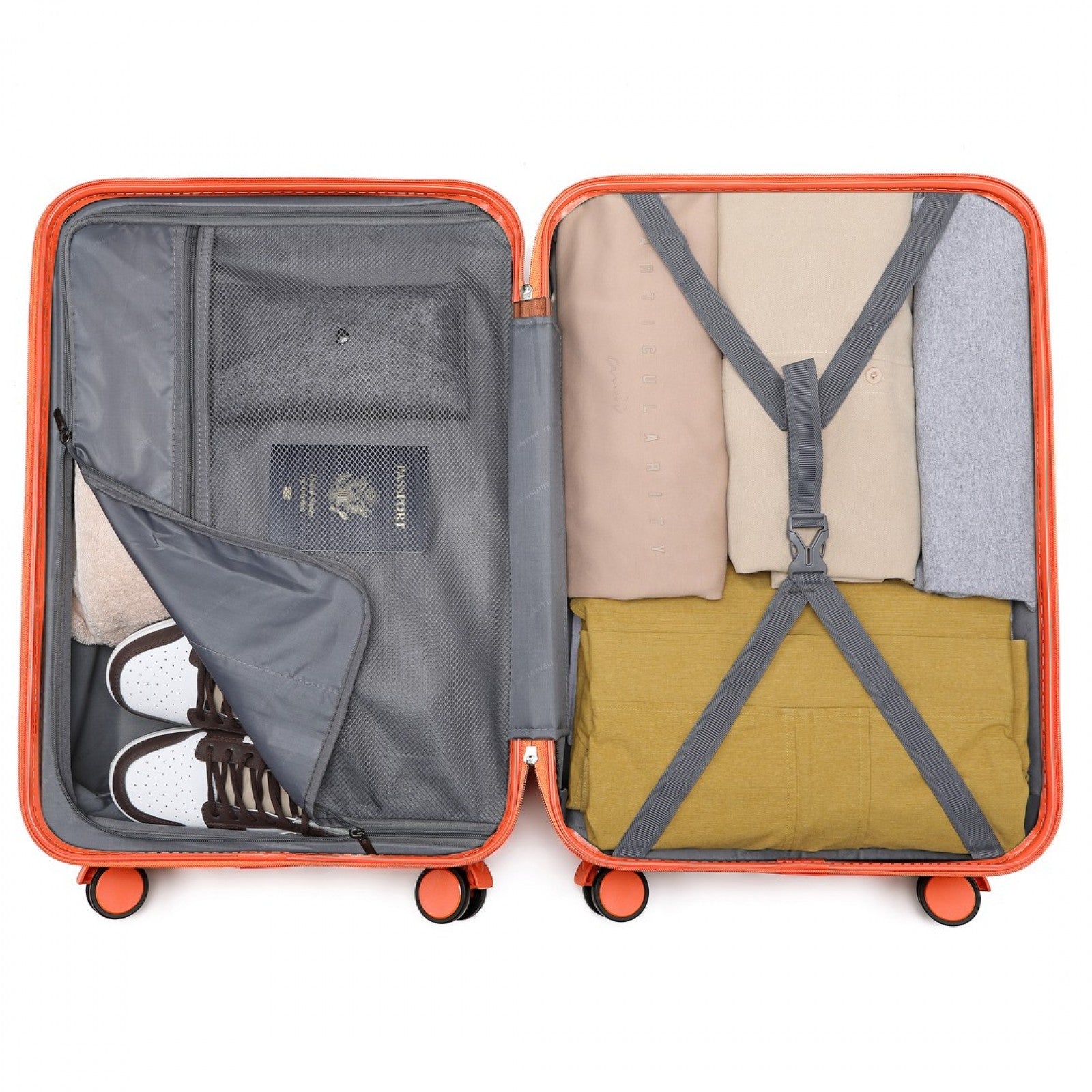 British Traveller 24 Inch Durable Polycarbonate and ABS Hard Shell Suitcase With TSA Lock - Orange