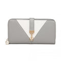 Miss Lulu Two Tone Women's Leather Look Clutch Purse - Grey