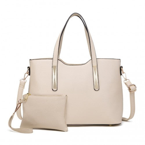 Miss Lulu PU Leather Handbag & Purse - Beige