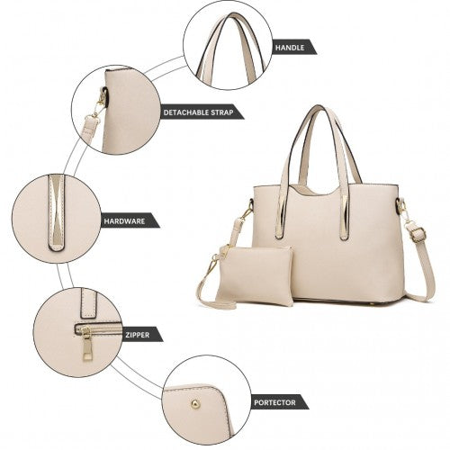 Miss Lulu PU Leather Handbag & Purse - Beige