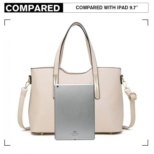 Miss Lulu PU Leather Handbag & Purse - Beige