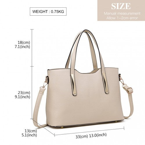Miss Lulu PU Leather Handbag & Purse - Beige