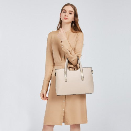 Miss Lulu PU Leather Handbag & Purse - Beige