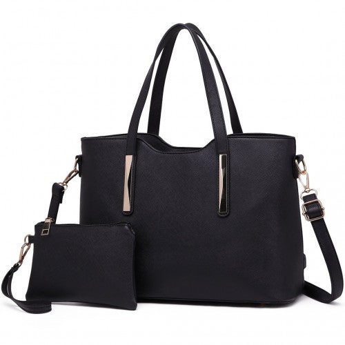 Miss Lulu PU Leather Handbag & Purse - Black
