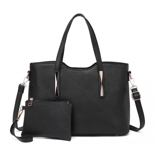 Miss Lulu PU Leather Handbag & Purse - Black