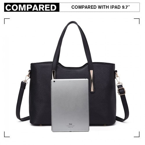 Miss Lulu PU Leather Handbag & Purse - Black