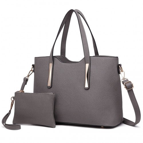 Miss Lulu Pu Leather Handbag & Purse - Grey