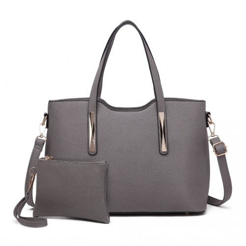 Miss Lulu Pu Leather Handbag & Purse - Grey