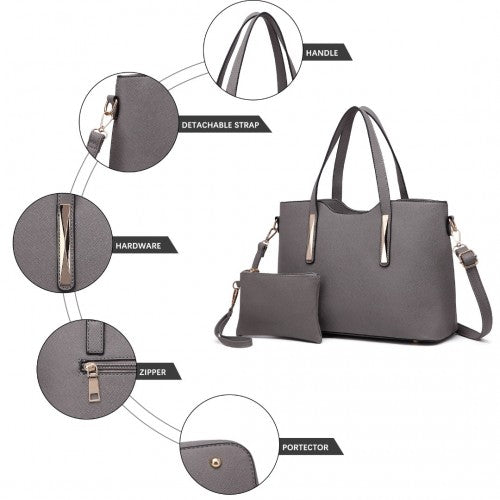 Miss Lulu Pu Leather Handbag & Purse - Grey