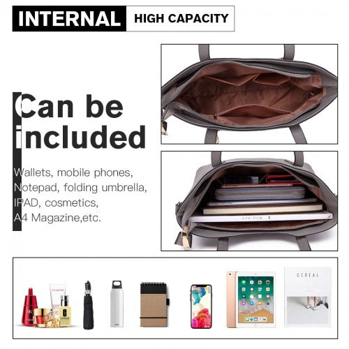 Miss Lulu Pu Leather Handbag & Purse - Grey