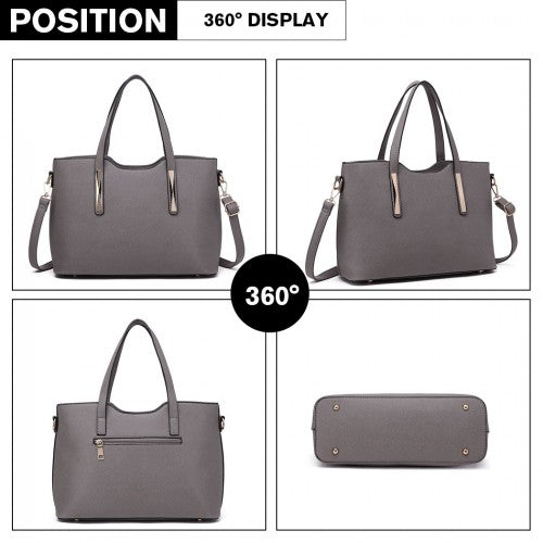 Miss Lulu Pu Leather Handbag & Purse - Grey