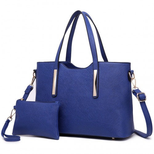 Miss Lulu Pu Leather Handbag & Purse - Navy