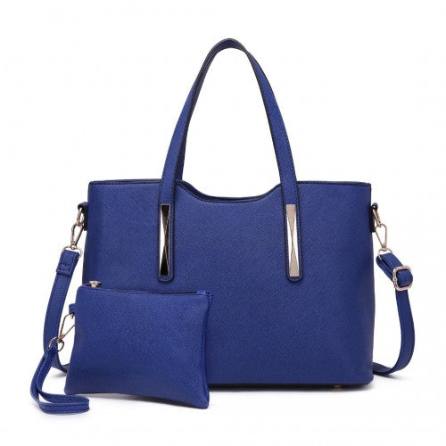 Miss Lulu Pu Leather Handbag & Purse - Navy