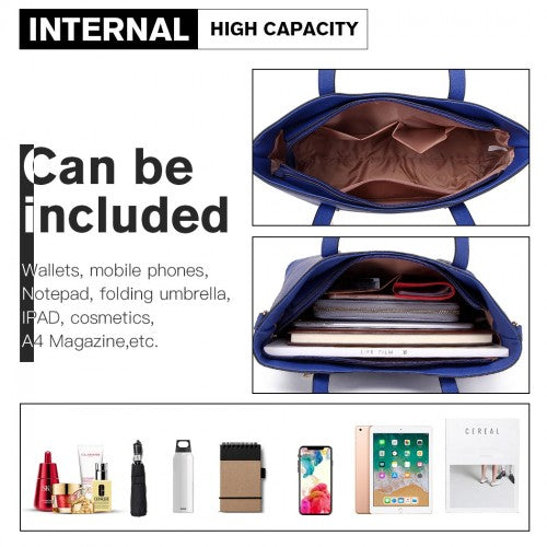 Miss Lulu Pu Leather Handbag & Purse - Navy