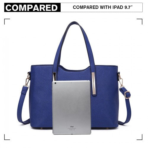 Miss Lulu Pu Leather Handbag & Purse - Navy