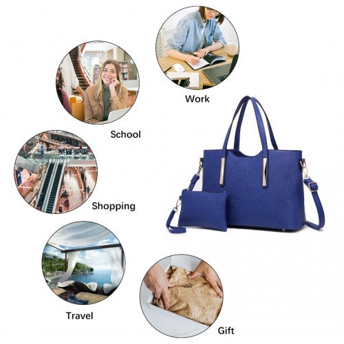 Miss Lulu Pu Leather Handbag & Purse - Navy