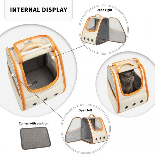 Kono Lightweight Portable Breathable Folding Pet Backpack - Beige And Yellow