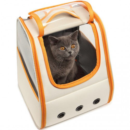 Kono Lightweight Portable Breathable Folding Pet Backpack - Beige And Yellow