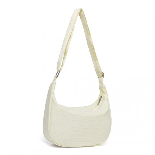 Water - resistant Portable Crescent Shoulder Cross Body Bag - Beige