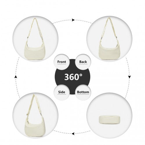 Water - resistant Portable Crescent Shoulder Cross Body Bag - Beige