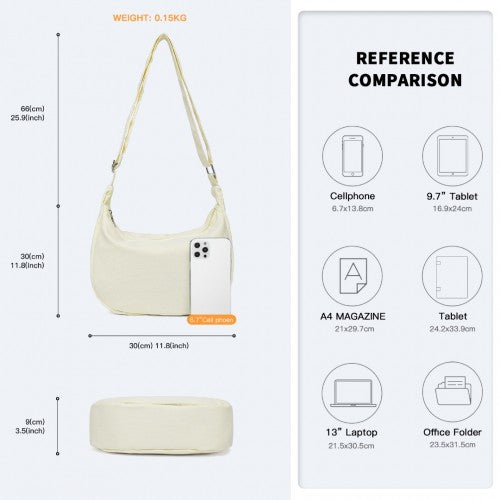 Water - resistant Portable Crescent Shoulder Cross Body Bag - Beige
