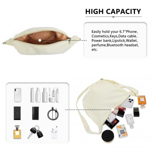 Water - resistant Portable Crescent Shoulder Cross Body Bag - Beige
