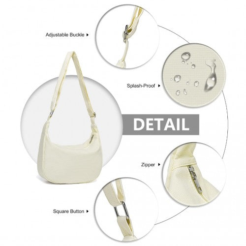 Water - resistant Portable Crescent Shoulder Cross Body Bag - Beige