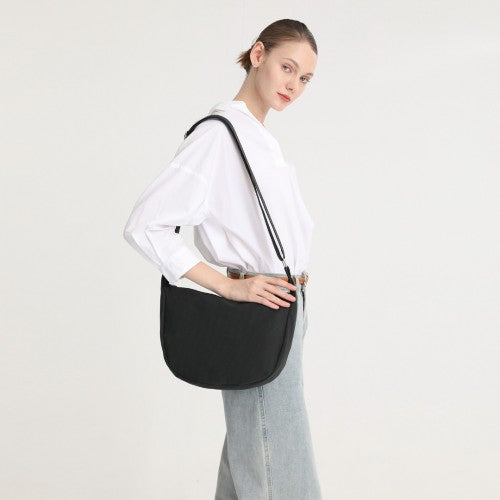 Water - resistant Portable Crescent Shoulder Cross Body Bag - Beige