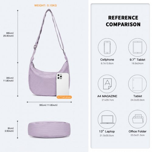 Water - resistant Portable Crescent Shoulder Cross Body Bag - Purple