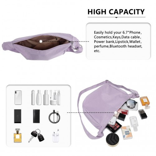 Water - resistant Portable Crescent Shoulder Cross Body Bag - Purple