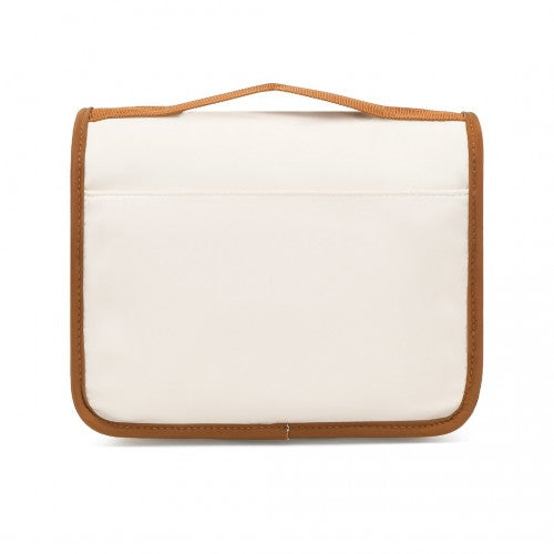 Classic Hanging Multi - Pocket Waterproof Travel Makeup Bag - Beige And Brown