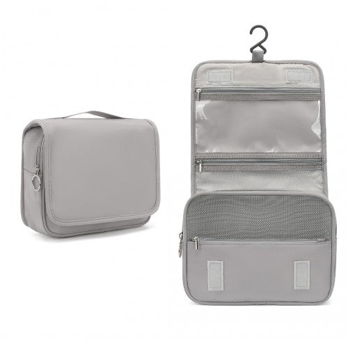Classic Hanging Multi - Pocket Waterproof Travel Makeup Bag - Grey