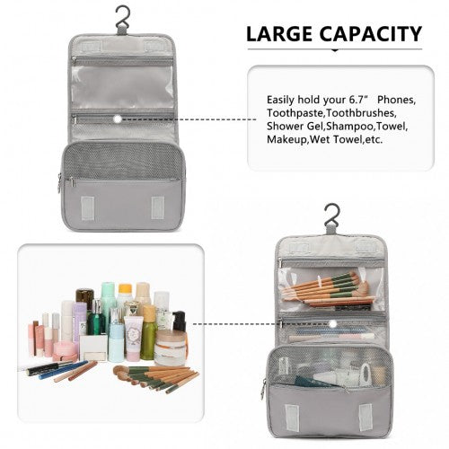 Classic Hanging Multi - Pocket Waterproof Travel Makeup Bag - Grey