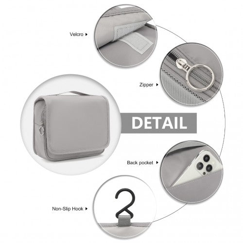 Classic Hanging Multi - Pocket Waterproof Travel Makeup Bag - Grey