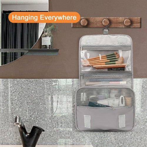Classic Hanging Multi - Pocket Waterproof Travel Makeup Bag - Grey
