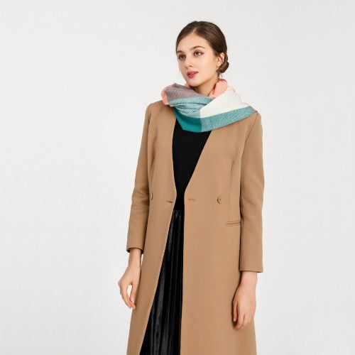 Women Fashion Long Shawl Grid Tassel Winter Warm Lattice Large Scarf - Green