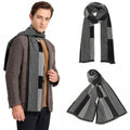 Men's Fashion Irregular Grid Winter Scarf for Warmth and Style - Black