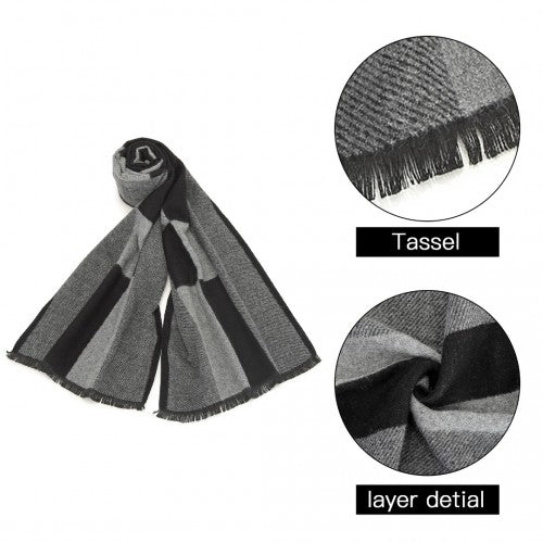 Men's Fashion Irregular Grid Winter Scarf for Warmth and Style - Black